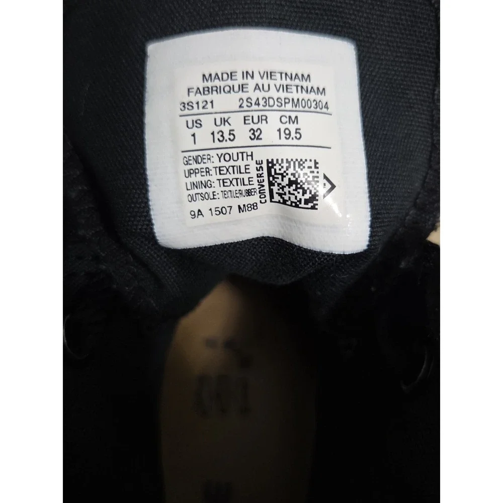 Converse Chuck Taylor All Star High Top Black Monochrome Sneakers 3S121 Youth 1‎ - Picture 2 of 6